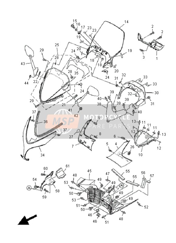 4B5Y284S2100, Cover 5  Assy, Yamaha, 0